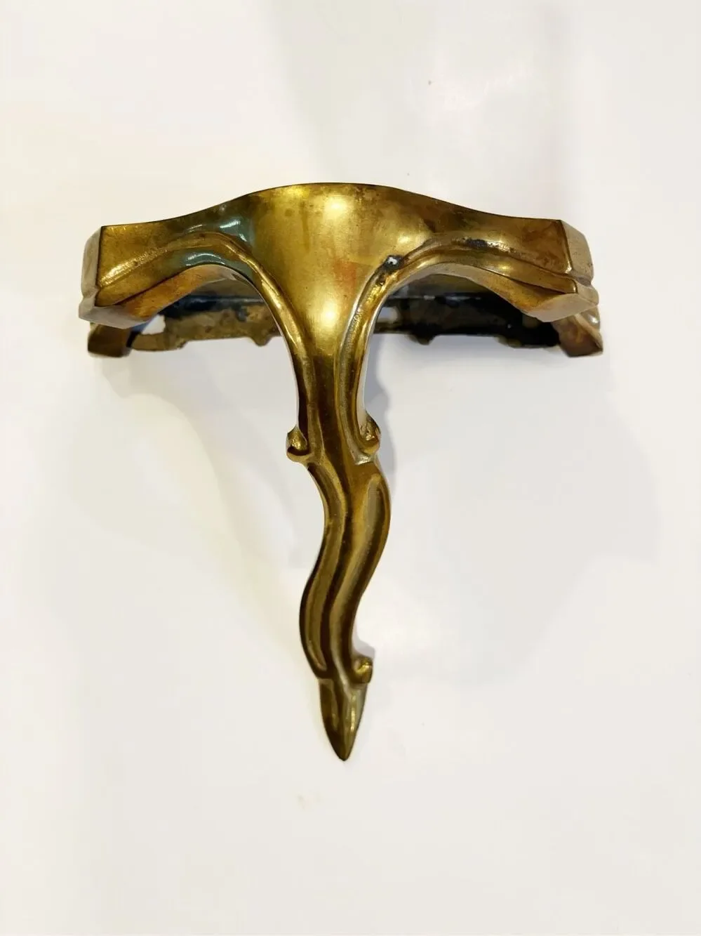 VTG Solid Brass Display Shelf Ornate Scroll Wall Decor